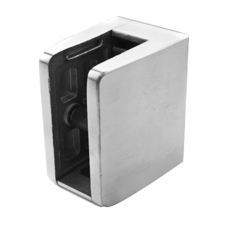 Glass clamp 60x70mm, Flat, Satin, With support