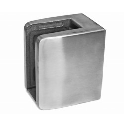 Strofix glass clamp 55x65 mm flat satin with support for heavy glass 12-17.52 mm, front view