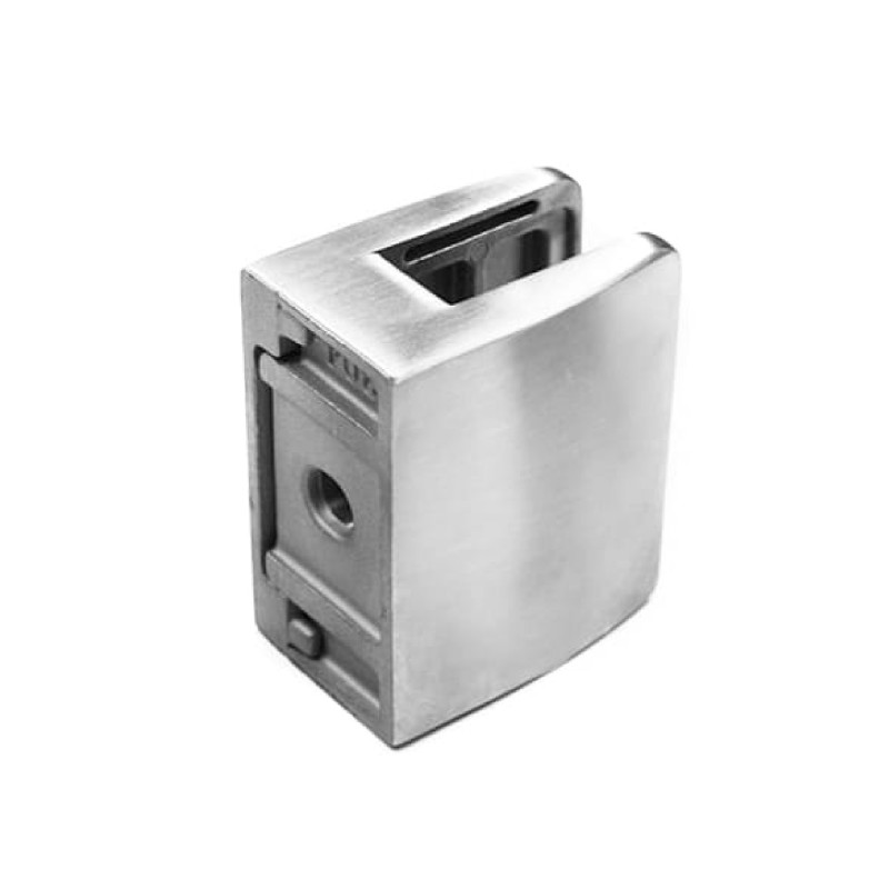 Glass clamp 55x65mm, Flat, Satin, With support