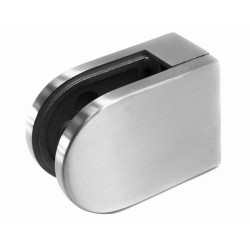 Strofix glass clamp 45x63 mm flat satin for glass panels up to 12.76 mm, front view showing wider body