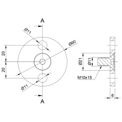 Strofix wall plate d60 side view showing plate profile and thread depth