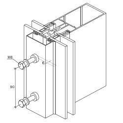 Strofix facade connector side view showing connector length and threaded interfaces
