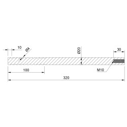 Strofix steel anchor D20 L 320 M10 side view showing electrophoretic coating and thread profile