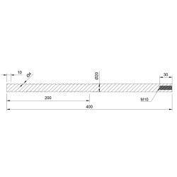 Strofix steel anchor D20 L 400 M10 side view showing electrophoretic coating and M10 thread