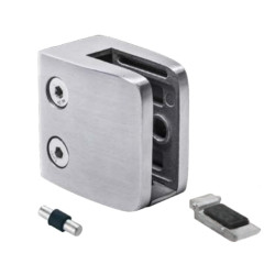 Strofix glass clamp 52x52 mm flat satin with support for glass 8-12.76 mm, front view showing square body