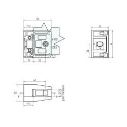 Strofix glass clamp 52x52 flat polished showing mirror surface and security plate bracket