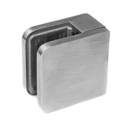 Strofix glass clamp 45x45 mm flat mount without supporter, satin stainless steel, front view