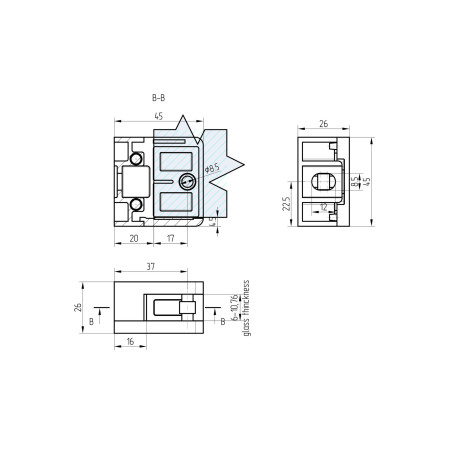 Glass clamp - Flat