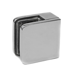 Strofix glass clamp 45x45 mm flat polished without supporter, mirror finish stainless steel, front view