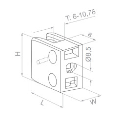 Strofix glass clamp 45x45 flat polished with support rear view showing security plate and mounting