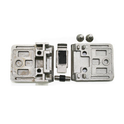 Strofix glass clamp 55x55 for Ø42.4 tube with support rear view showing curved mount and security plate