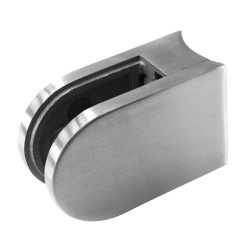 Strofix glass clamp 45x63 mm for Ø42.4 tube, satin, showing wider rectangular body for glass up to 12.76 mm
