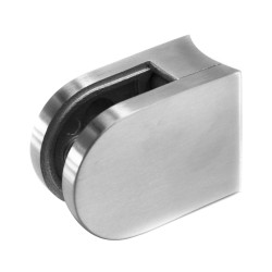 Strofix glass clamp 40x50 mm for Ø42.4 tube, satin, showing rectangular body and curved tube-mount back