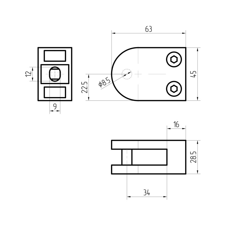 Glass clamp - 42.4