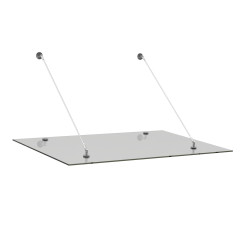 Strofix complete hanging glass canopy with 2 tension rods, 12.76 mm laminated glass panel, installed view