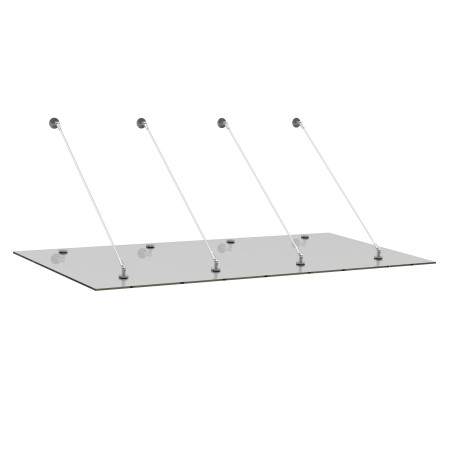 Strofix complete hanging glass canopy with 4 tension rods, 12.76 mm laminated glass, extra-wide entrance