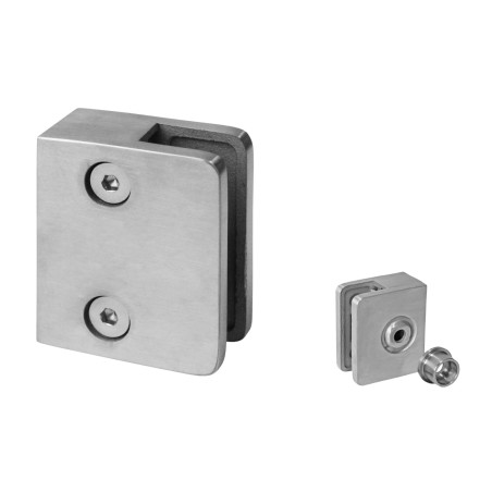 Strofix stikla turētājs 60x50 mm gala turētājs, plakana montāža, slīpēts AISI 316, stikla paneļa noslēgumam