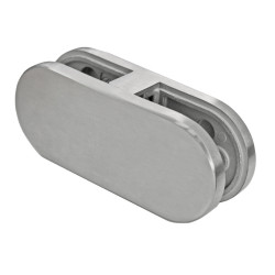 Strofix glass clamp 45x106x30 mm 180° extra-wide bar, flat mount, satin AISI 304, for glass-to-glass joint