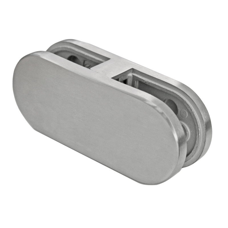 Strofix glass clamp 45x106x30 mm 180° extra-wide bar, flat mount, satin AISI 304, for glass-to-glass joint