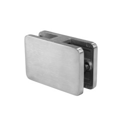Strofix glass clamp 45x90x25 mm 180° wide bar profile, flat mount, satin AISI 316, for glass-to-glass joint