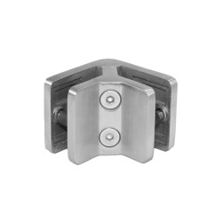 Strofix glass clamp 45x53x25 mm 90° corner joint, flat mount, satin stainless steel, for right-angle glass connection