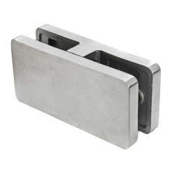 Strofix stikla turētājs 45x95x30 mm 180° plata josla, plakana montāža, slīpēts AISI 304, stikla-stikla savienojumam 8-12,76 mm