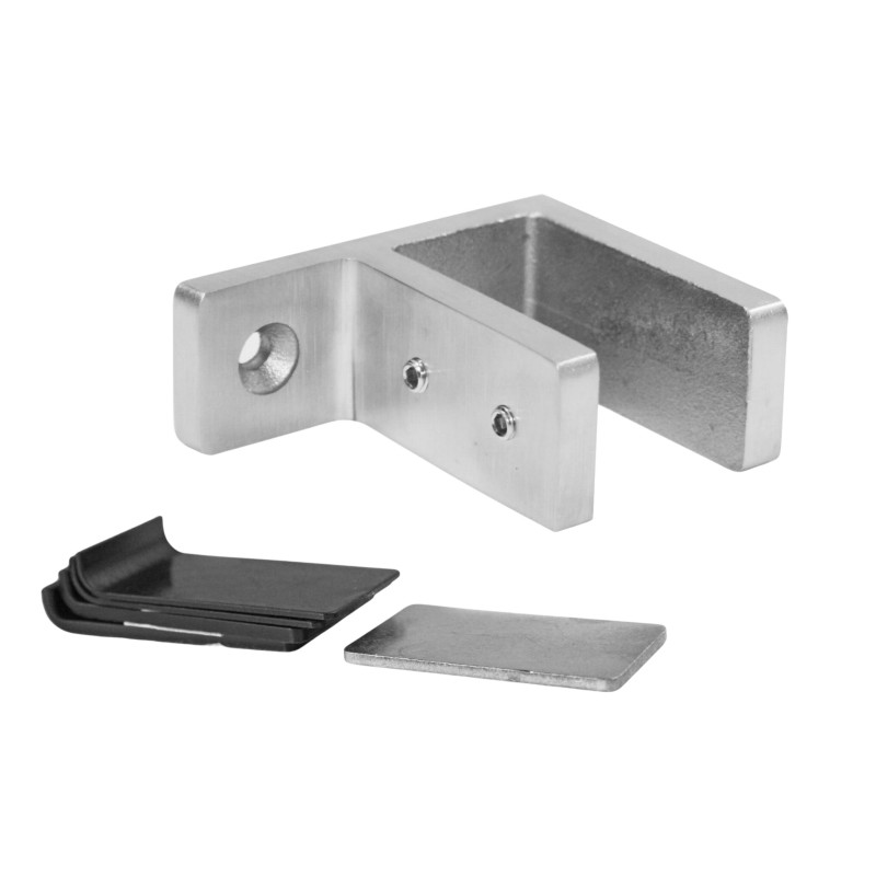 Strofix glass clamp 48x65 wall satin side view showing 34 mm depth and screw fixing points