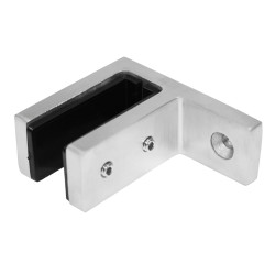 Strofix glass clamp 48x65x34 mm wall-mount, satin AISI 316, screws directly to wall for glass 12-12.76 mm