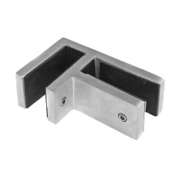 Strofix stikla turētājs 45x72 mm 90° stūra savienojums biezam stiklam 10-12,76 mm, plakana montāža, slīpēts AISI 304