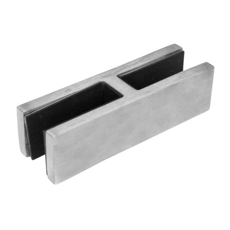 Strofix glass clamp 90x25 180° flat satin side view showing 28 mm depth and 25 mm low height