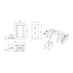 Strofix wall-mount glass clamp 48x65 showing wall-fixing body for thick laminated glass