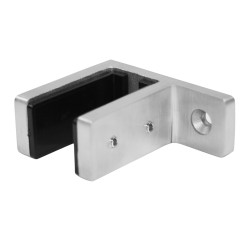 Strofix glass clamp 48x65x34 mm wall-mount, satin AISI 316, screws directly to wall for thick glass 16.76-17.52 mm