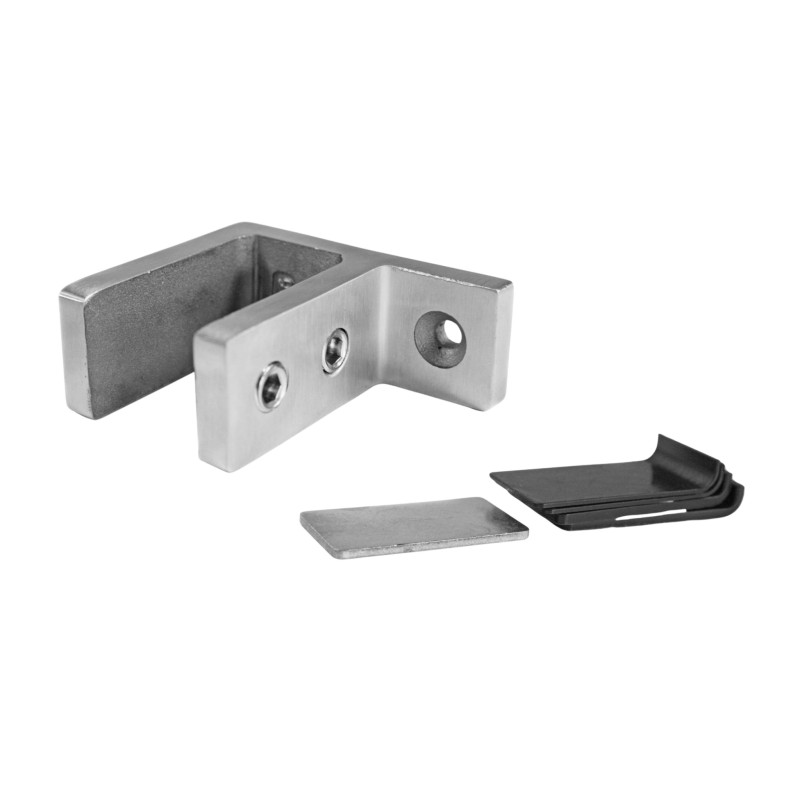 Strofix glass clamp 48x65 wall satin side view showing 40 mm depth for 21.52 mm structural glass