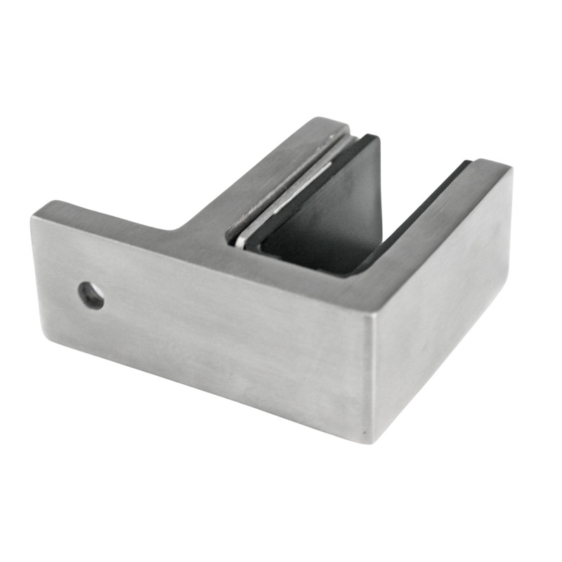 Strofix wall-mount glass clamp 48x65x40 AISI 316 showing direct wall mounting for thickest glass panel