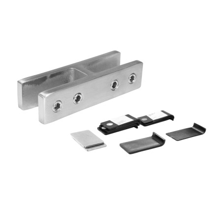 Strofix glass clamp 103x40 180° flat satin side view showing 25 mm depth and 40 mm height profile