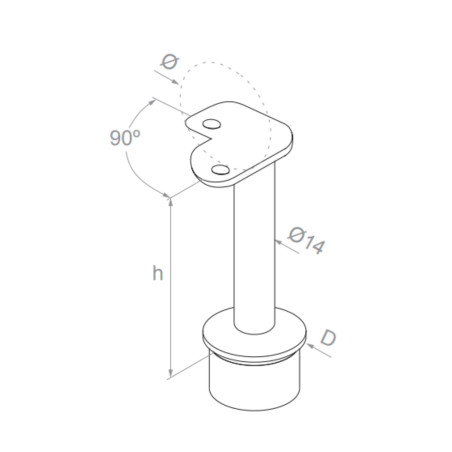 Corner handrail fitting (90º) - 42.4