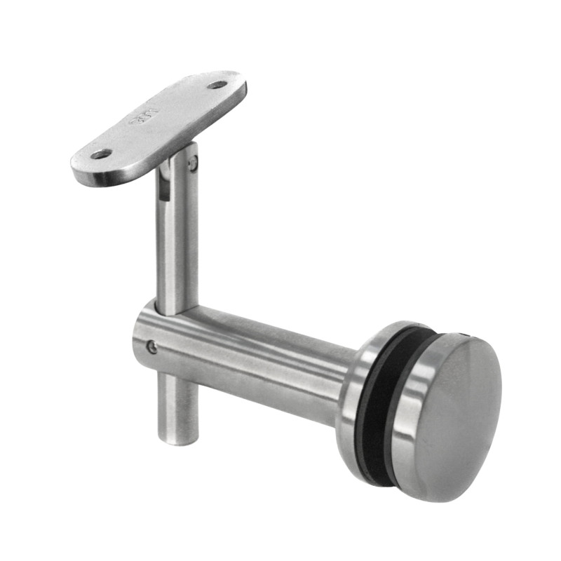 Strofix glass-mounted handrail bracket D50 flat side view showing adjustable support plate mechanism