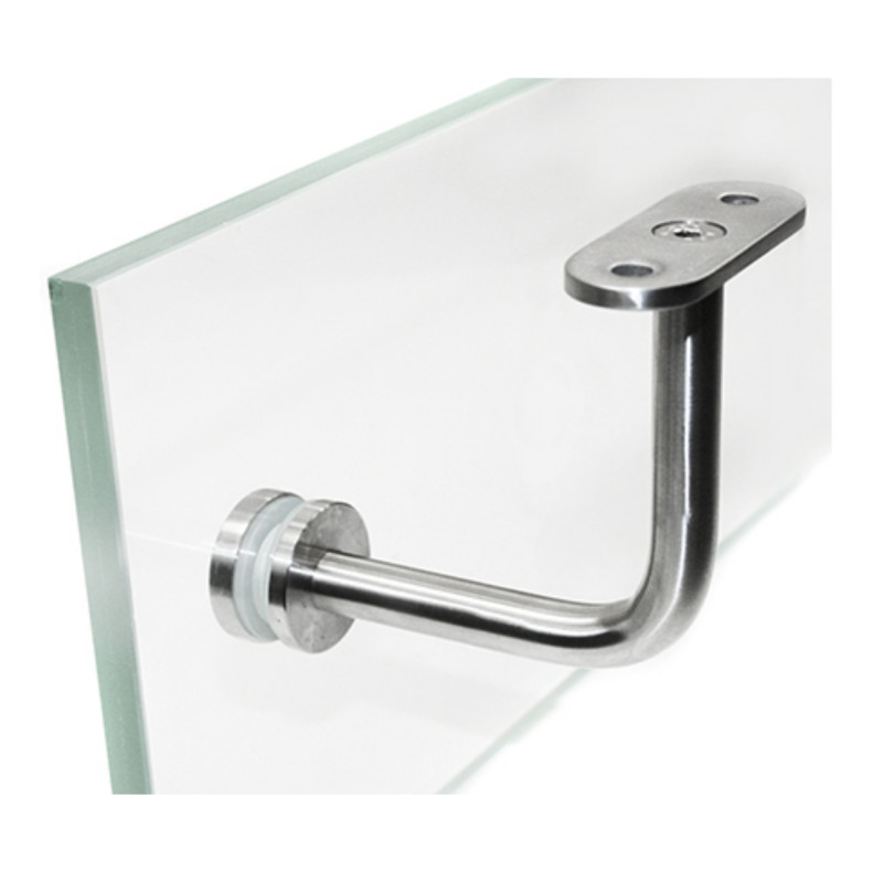 Strofix glass-mounted handrail bracket D40 flat side view showing fixed support plate