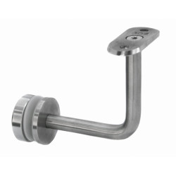 Strofix glass-mounted handrail bracket D40 flat, satin AISI 304, fixed bracket with ø40 mm glass-contact base