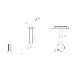 Strofix glass-mounted handrail bracket D40 42.4 showing curved saddle and compact ø40 mm base