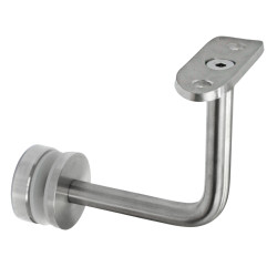 Strofix glass-mounted handrail bracket D40 42.4, satin AISI 304, fixed bracket with curved saddle for round ø42.4 mm pipe