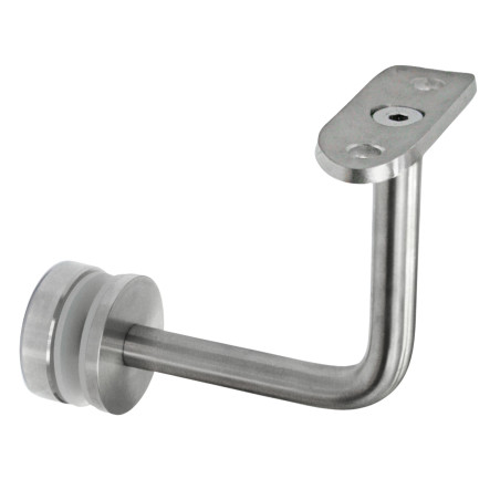 Strofix glass-mounted handrail bracket D40 42.4, satin AISI 304, fixed bracket with curved saddle for round ø42.4 mm pipe
