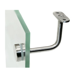 Strofix glass-mounted handrail bracket D30 42.4 showing curved saddle and smallest ø30 mm base