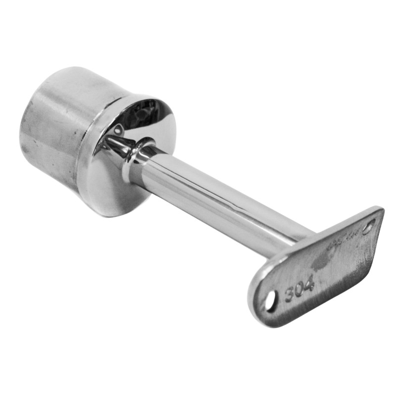 Strofix handrail fitting 42.4 polished, round section, AISI 304 mirror finish, joins round handrail sections in a straight line