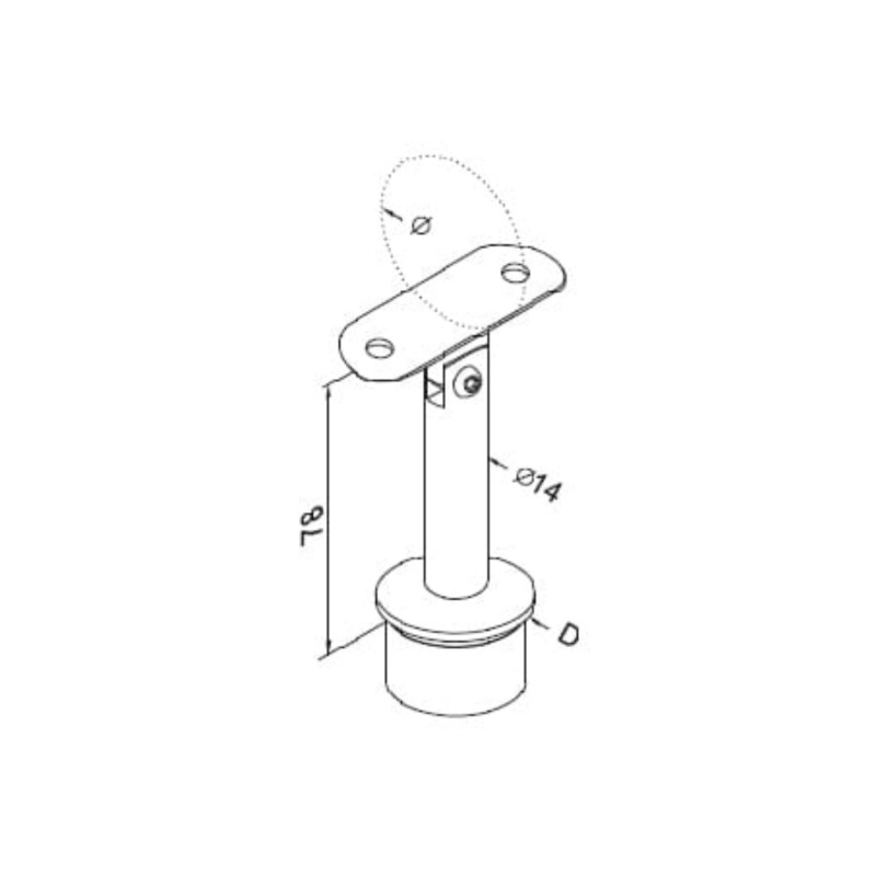 Handrail Fitting Adjustable Round Ø42.4 Polished | Strofix