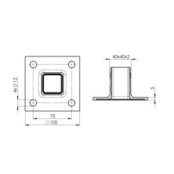 Margu stabiņa pēda 40x40 mm, slīpēts | Strofix