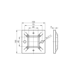 Stabiņa pēda metināšanai 40x40 mm, neapstrādāts | Strofix