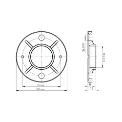 Cast Base Ø42.4 Post, Ø100x8 mm, for Welding | Strofix