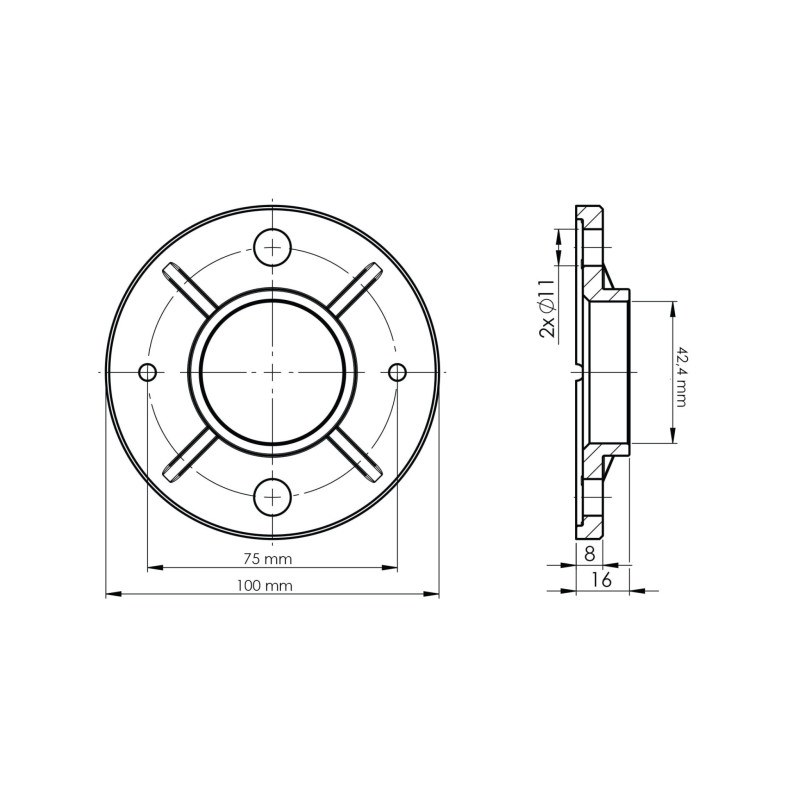 Margu staba pēda 40x40 100x100 h18 pastiprināta | Strofix