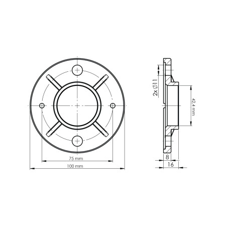 Base Plate 40x40 100x100 h18 Heavy-Duty | Strofix